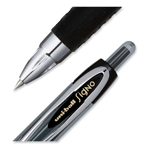 Picture of Signo 207 Gel Pen, Retractable, Fine 0.5 mm, Black Ink, Smoke/Black Barrel, Dozen