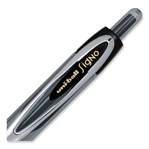 Picture of Signo 207 Gel Pen, Retractable, Fine 0.5 mm, Black Ink, Smoke/Black Barrel, Dozen