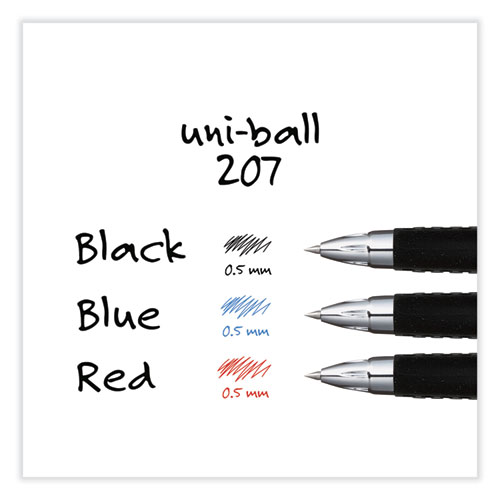 Picture of Signo 207 Gel Pen, Retractable, Fine 0.5 mm, Black Ink, Smoke/Black Barrel, Dozen