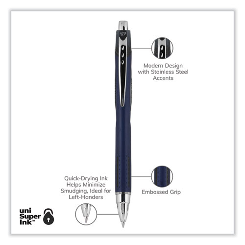 Picture of Jetstream Retractable Hybrid Gel Pen, Fine 0.7 mm, Black Ink, Blue/Silver Barrel