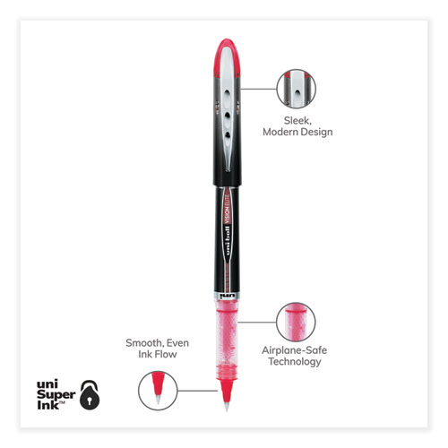 Picture of VISION ELITE Hybrid Gel Pen, Stick, Extra-Fine 0.5 mm, Red Ink, Black/Red/Clear Barrel