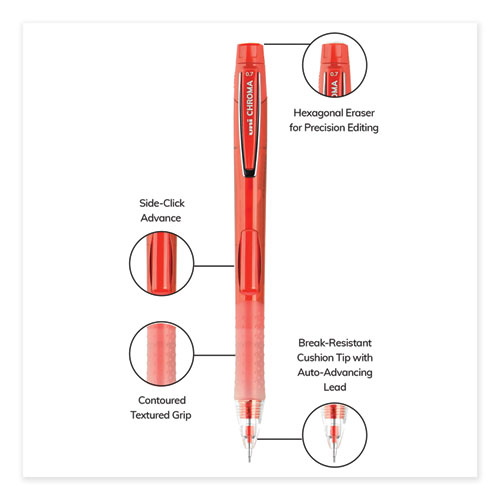 Picture of Chroma Mechanical Pencil, 0.7 mm, HB (#2), Black Lead, Red Barrel, Dozen