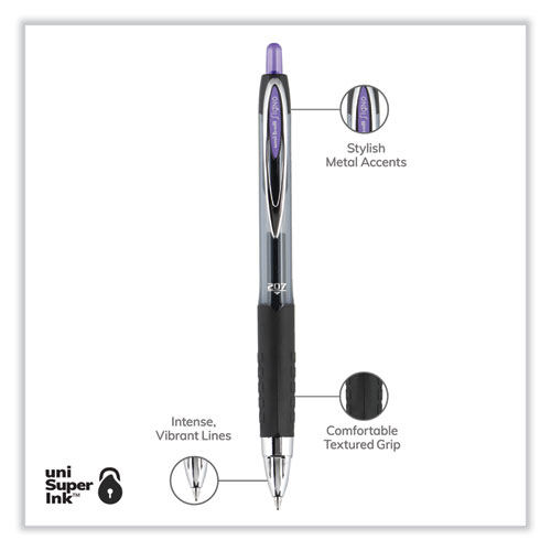 Picture of Signo 207 Gel Pen, Retractable, Medium 0.7 mm, Violet Ink, Smoke/Black/Violet Barrel, Dozen