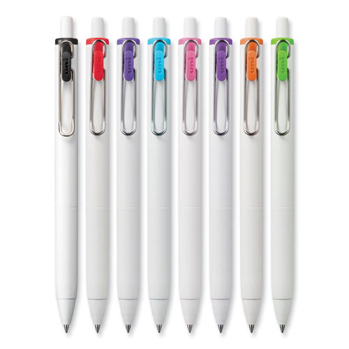 Picture of uniONE Gel Pen, Retractable, Medium 0.7 mm, Assorted Inspirational Ink Colors, Assorted Barrel Colors, 8/Pack