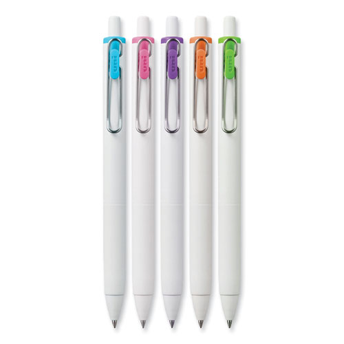 Picture of uniONE Gel Pen, Retractable, Medium 0.7 mm, Assorted Fashion Ink Colors, Assorted Barrel Colors, 5/Pack