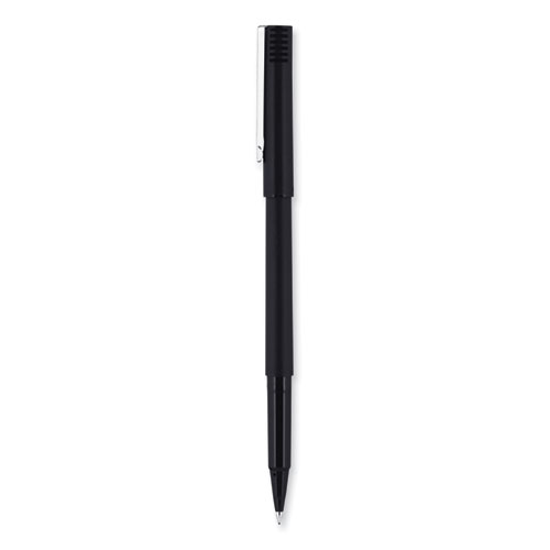 Picture of Roller Ball Pen, Stick, Extra-Fine 0.5 mm, Black Ink, Black Barrel, 36/Pack