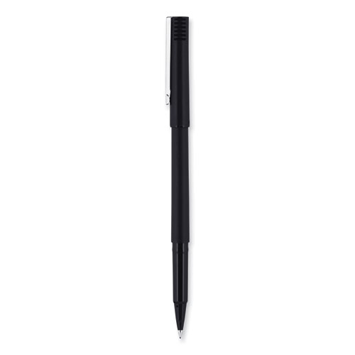 Picture of Roller Ball Pen, Stick, Extra-Fine 0.5 mm, Black Ink, Black Barrel, 72/Pack