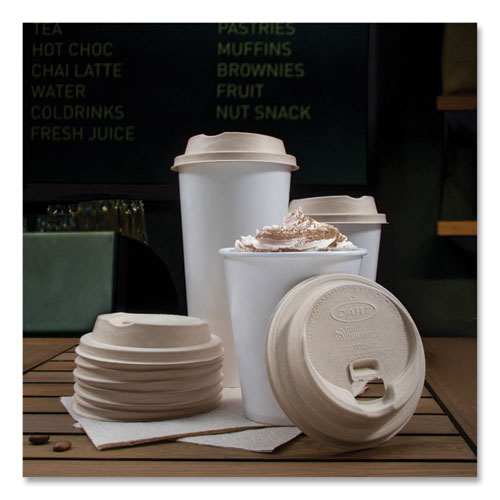 Picture of Fiber Lids for Paper Cups, ProPlanet Seal, Fits 10 oz to 24 oz Cups, Tan, 1,000/Carton