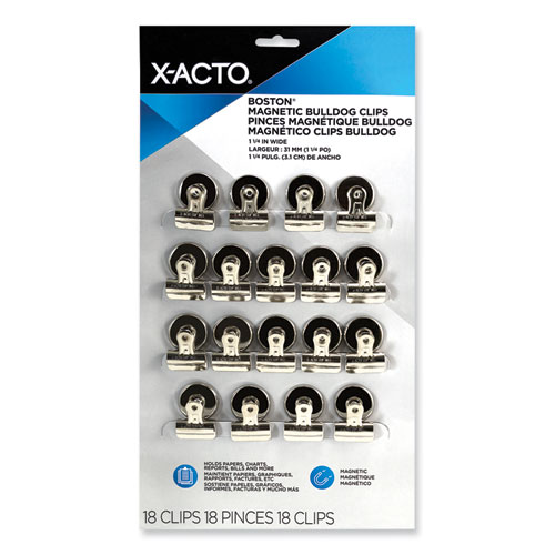 Picture of Bulldog Magnetic Clips, 0.44" Jaw Capacity, Nickel, 18/Box