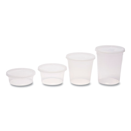 Picture of Plastic Deli Containers with Lid, 16 oz, Clear, Plastic, 240/Carton