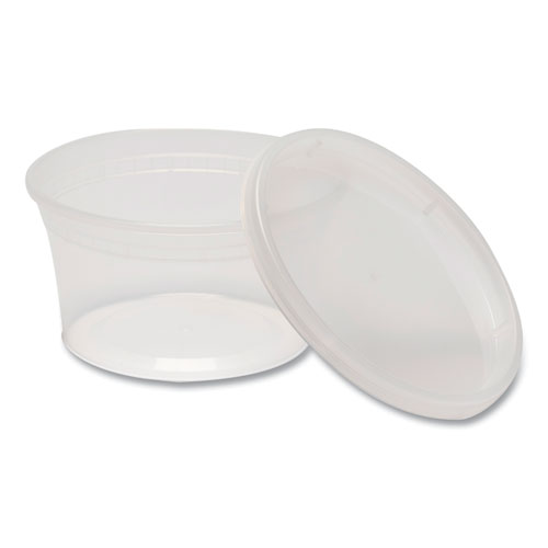 Picture of Plastic Deli Container with Lid, 12 oz, Clear, Plastic, 240/Carton