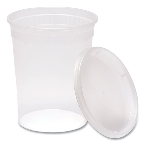 Picture of Plastic Deli Container with Lid, 32 oz, Clear, Plastic, 240/Carton