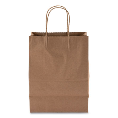 Picture of Kraft Paper Bags, Natural Kraft Flat Handles, 8" x 5" x 11", Natural, 250/Carton