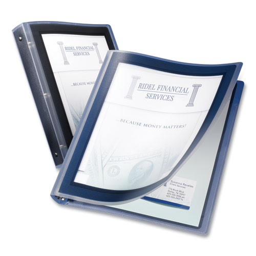 Picture of Flexi-View Binder with Round Rings, 3 Rings, 1.5" Capacity, 11 x 8.5, Navy Blue