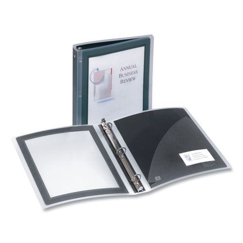 Picture of Flexi-View Binder with Round Rings, 3 Rings, 1.5" Capacity, 11 x 8.5, Black