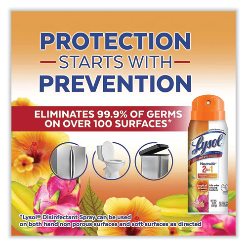 Picture of 2 in 1 Disinfectant Spray III, Tropical Breeze, 10 oz Aerosol Spray, 6/Carton