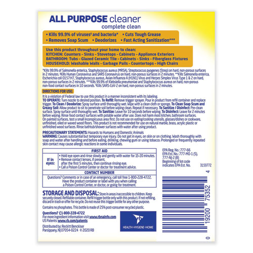 Picture of Ready-to-Use All-Purpose Cleaner, Lemon Breeze, 32 oz Spray Bottle, 12/Carton