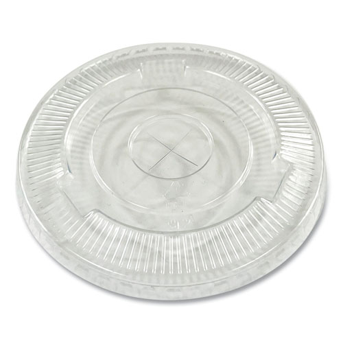 Picture of Crystal-Clear Cold Cup Straw-Slot Lids, Fits 9 oz Squat/12 oz PET Cups, 1,000/Carton