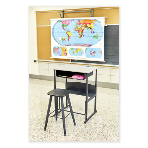 Picture of AlphaBetter Adjustable-Height Student Stool, Backless, Supports Up to 250 lb, 35.5" Seat Height, Black