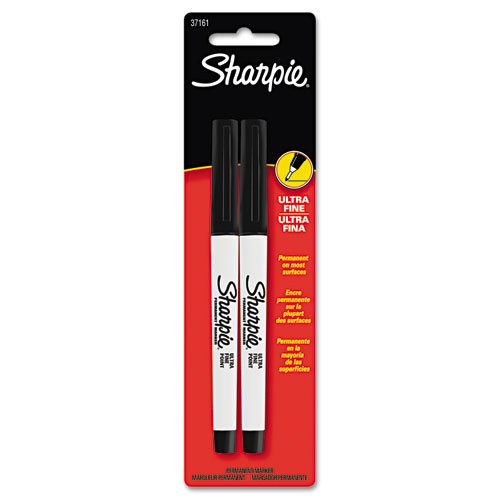 Picture of Ultra Fine Tip Permanent Marker, Extra-Fine Needle Tip, Black, 2/Pack