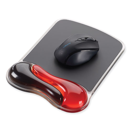 Picture of Duo Gel Wave Mouse Pad with Wrist Rest, 9.37 x 13, Red