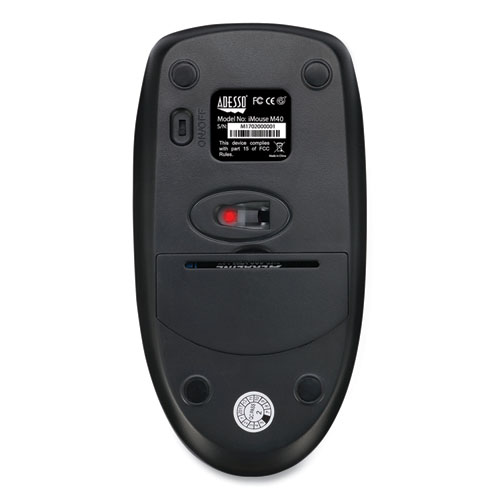 Picture of iMouse M60 Antimicrobial Wireless Mouse, 2.4 GHz Frequency/30 ft Wireless Range, Left/Right Hand Use, Black