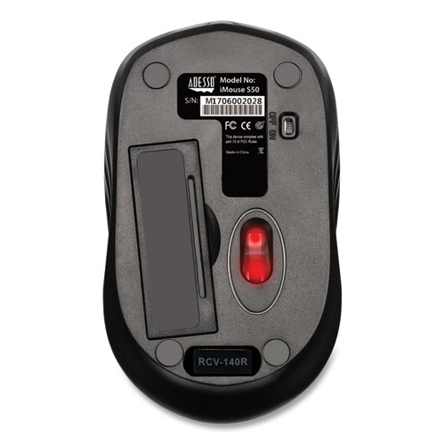 Picture of iMouse S50 Wireless Mini Mouse, 2.4 GHz Frequency/33 ft Wireless Range, Left/Right Hand Use, Black