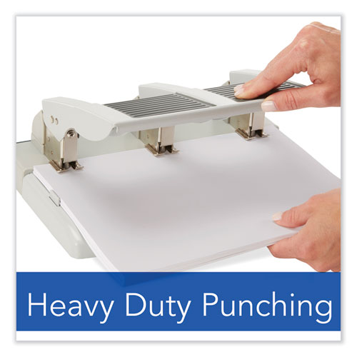 Picture of 75-Sheet Heavy-Duty High-Capacity Three-Hole Adjustable Punch, 9/32" Holes, Putty/Gray