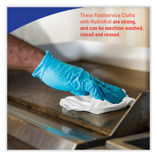 Picture of X80 Foodservice Towel, Kimfresh Antimicrobial Hydroknit, 12 x 23.4, Unscented, White/Blue Stripe, 150/Carton