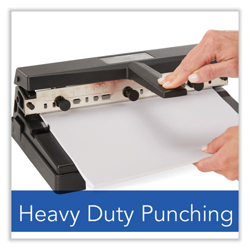 Picture of 40-Sheet Heavy-Duty Two- to Four-Hole Adjustable Heavy-Duty Paper Punch, 9/32" Holes, Black
