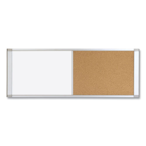 Picture of Combo Cubicle Workstation Dry Erase/Cork Board, 36 x 18, Tan/White Surface, Aluminum Frame