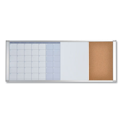 Picture of Magnetic Calendar Combo Board, Monthly Planning/Scheduling, 48" x 18", White Surface, Satin Aluminum Frame