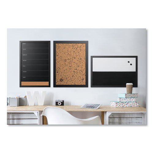 Picture of Black/White Message Board Set, (1) Bulletin, (1) Chalk/Bulletin, (1) Dry-Erase/Bulletin, Assorted Sizes, Assorted Colors