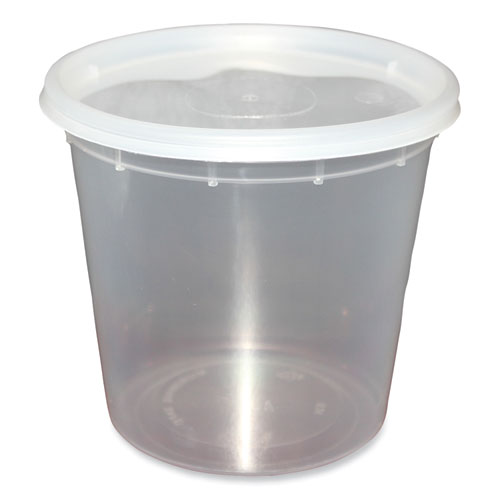 Picture of Plastic Deli Container with Lid, 24 oz, Clear, Plastic, 240/Carton