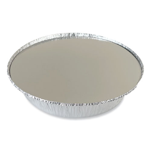 Picture of Round Aluminum To-Go Container Lids, Flat Lid, 9", Silver, Paper, 500/Carton