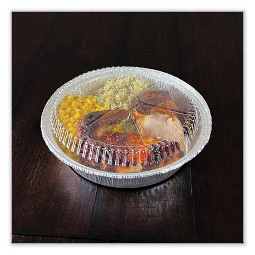 Picture of Round Aluminum To-Go Container Lids, Dome Lid, 9", Clear, Plastic, 500/Carton