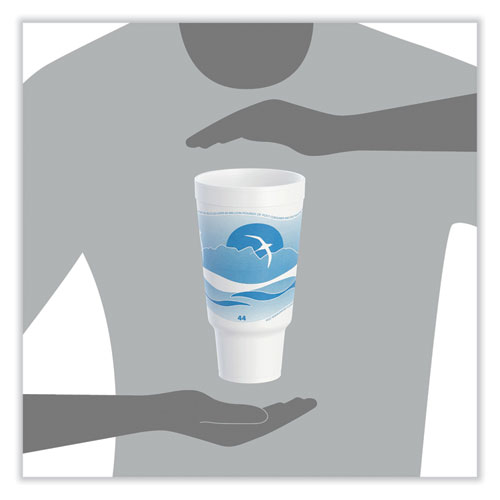 Picture of Horizon Hot/Cold Foam Drinking Cups, 44 oz, White/Ocean Blue, 15/Bag, 20 Bags/Carton