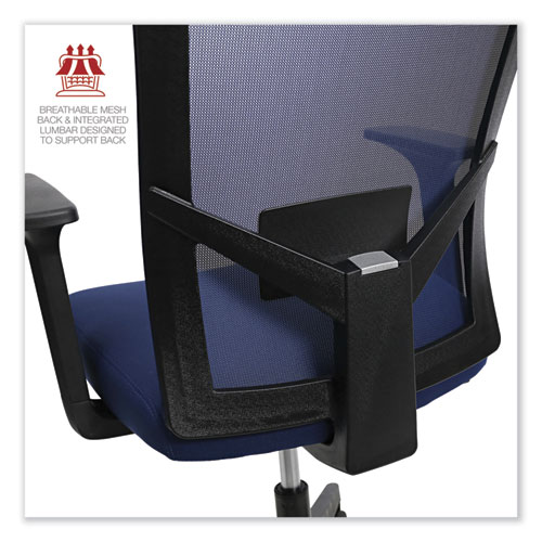 Picture of Mesh Back Fabric Task Chair, Supports Up to 275 lb, 17.32" to 21.1" Seat Height, Navy Seat, Navy Back