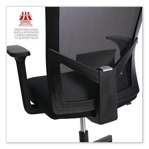 Picture of Mesh Back Fabric Task Chair, Supports Up to 275 lb, 17.32" to 21.1" Seat Height, Black Seat, Black Back