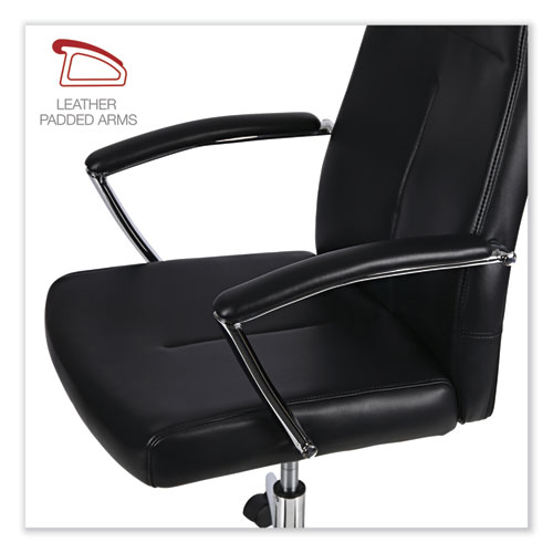 Picture of Leather Task Chair, Supports Up to 275 lb, 18.19" to 21.93" Seat Height, Black Seat, Black Back