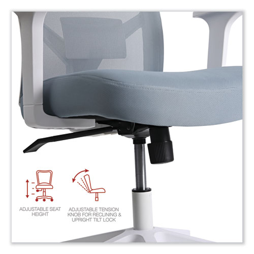 Picture of Mesh Back Fabric Task Chair, Supports Up to 275 lb, 17.32" to 21.1" Seat Height, Seafoam Blue Seat/Back