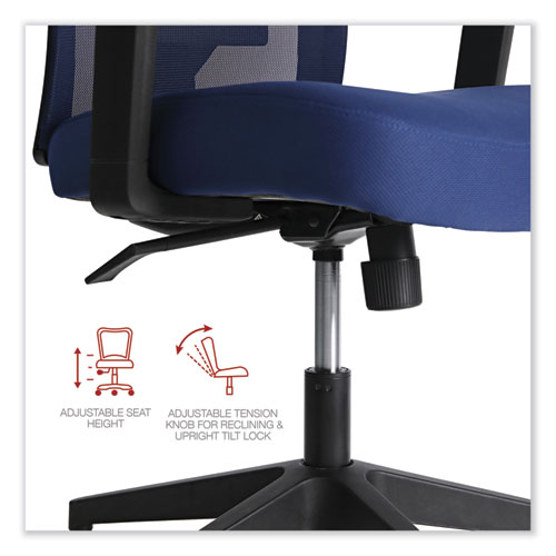 Picture of Mesh Back Fabric Task Chair, Supports Up to 275 lb, 17.32" to 21.1" Seat Height, Navy Seat, Navy Back