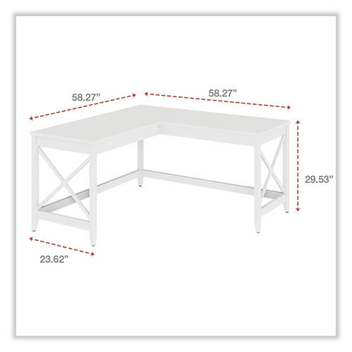 Picture of L-Shaped Farmhouse Desk, 58.27" x 58.27" x 29.53", White