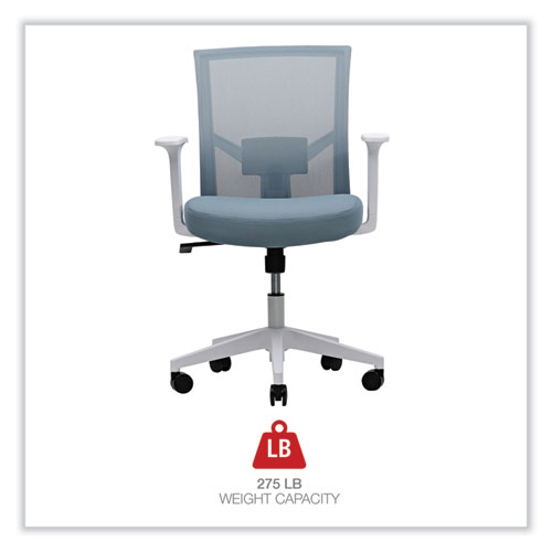 Picture of Mesh Back Fabric Task Chair, Supports Up to 275 lb, 17.32" to 21.1" Seat Height, Seafoam Blue Seat/Back