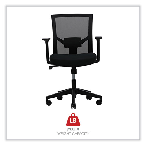 Picture of Mesh Back Fabric Task Chair, Supports Up to 275 lb, 17.32" to 21.1" Seat Height, Black Seat, Black Back