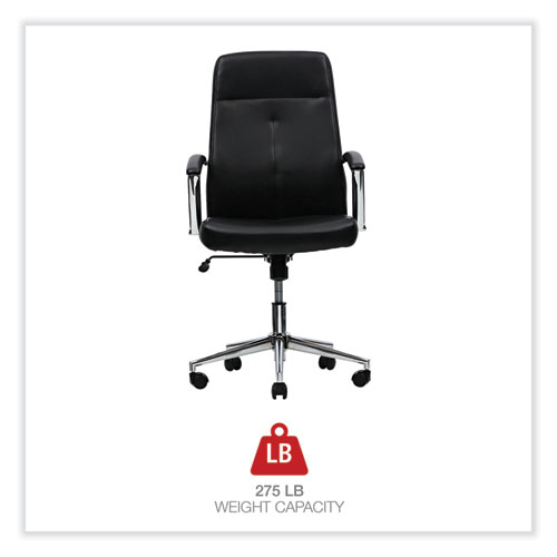 Picture of Leather Task Chair, Supports Up to 275 lb, 18.19" to 21.93" Seat Height, Black Seat, Black Back