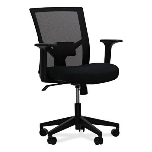 Picture of Mesh Back Fabric Task Chair, Supports Up to 275 lb, 17.32" to 21.1" Seat Height, Black Seat, Black Back