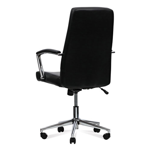 Picture of Leather Task Chair, Supports Up to 275 lb, 18.19" to 21.93" Seat Height, Black Seat, Black Back