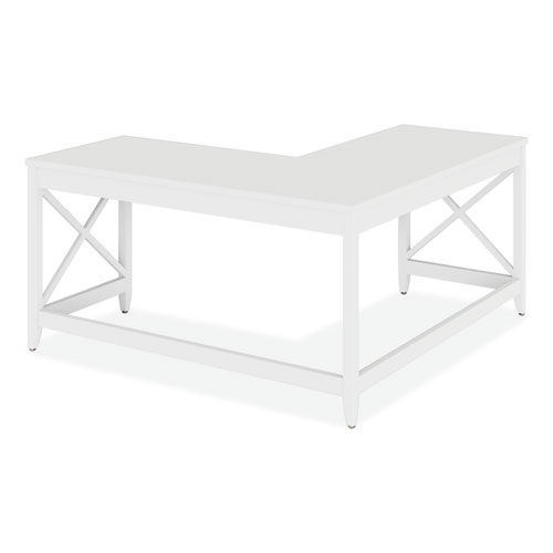 Picture of L-Shaped Farmhouse Desk, 58.27" x 58.27" x 29.53", White