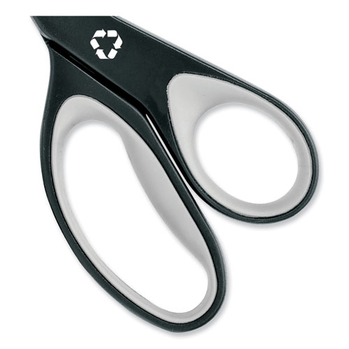 Picture of KleenEarth Soft Handle Scissors, 8" Long, 3.25" Cut Length, Straight Black/Gray Handle